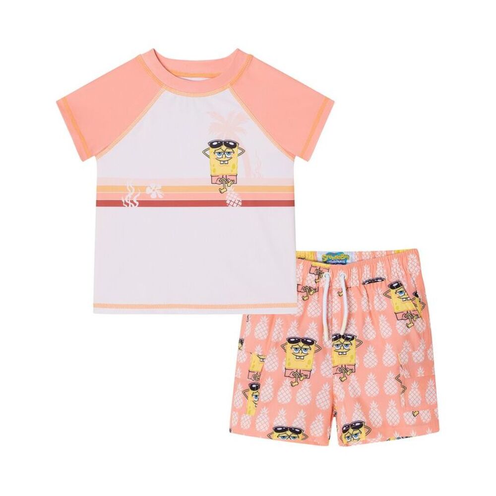 Andy & Evan Girls  X Spongebob Squarepants™ Rashguard Set, Orange